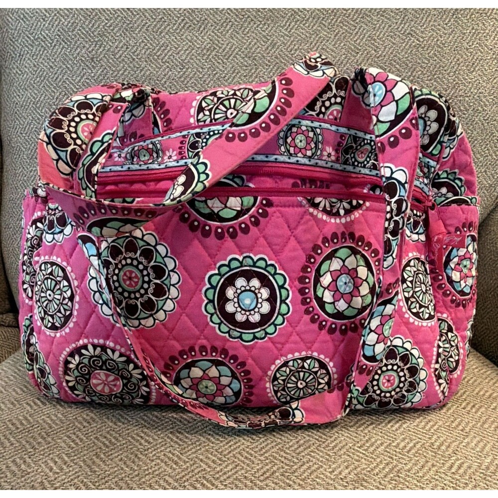 Vera Bradley Women’s Carry All Tote Pink Cupcake Zip Closure Pockets